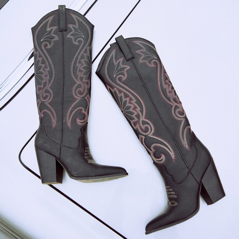 Steve Madden Western Lasso Boots - Black